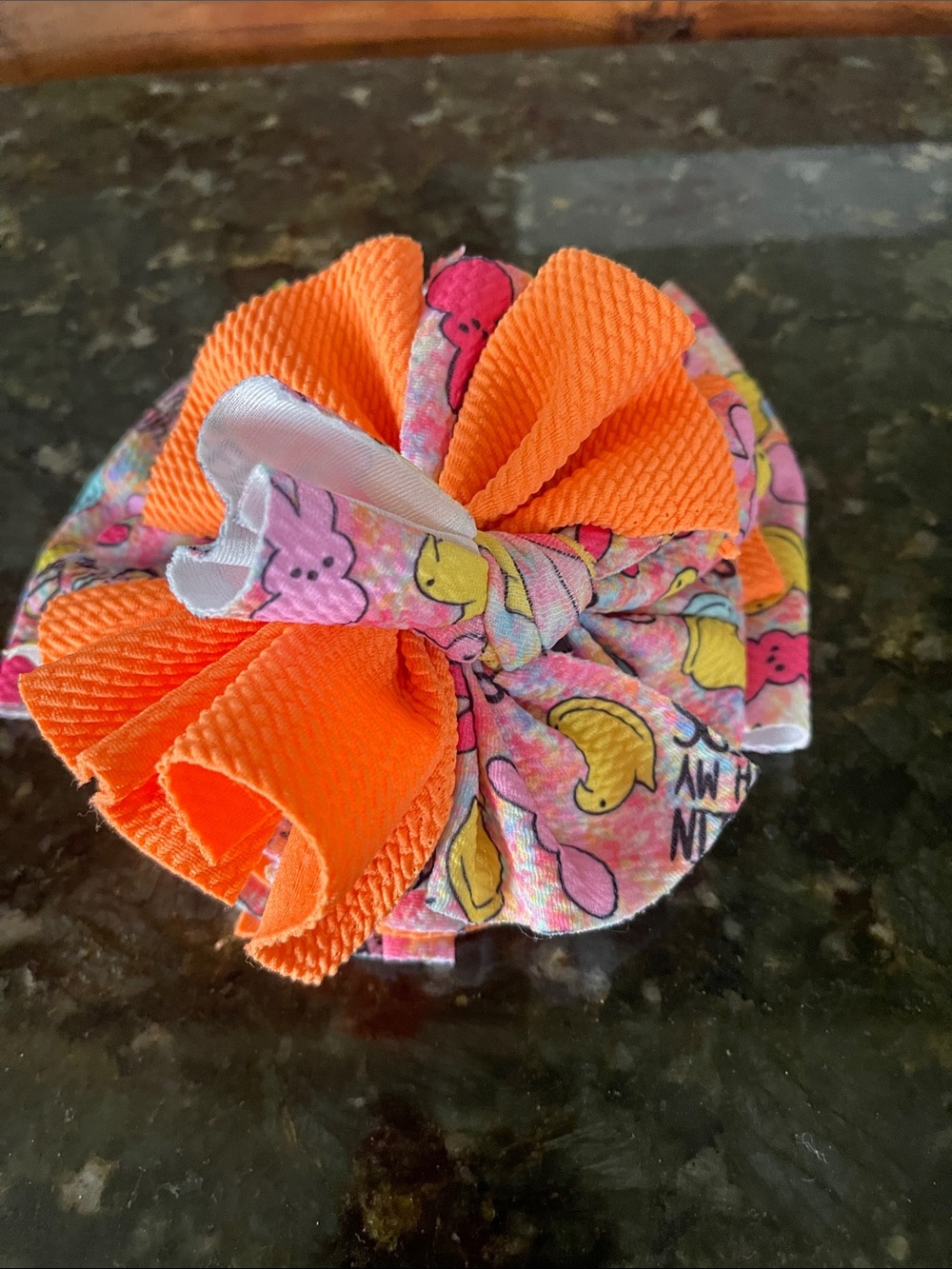 Bright Orange & Pink Kids Hair Bow - Fun Print
